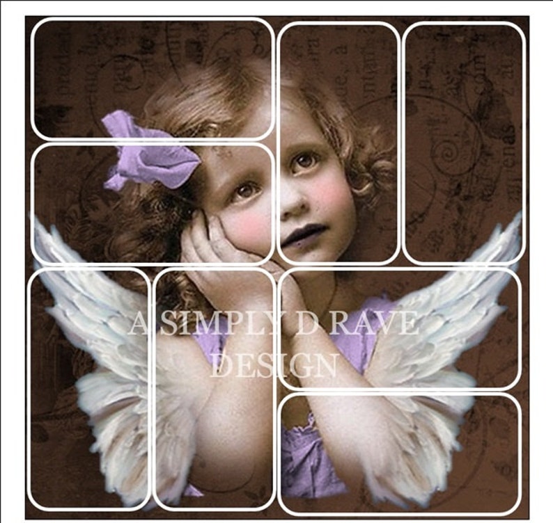 Domino Collage Set Angel Unaware Sized to fit 1X2 dominos 8 domino images create a beautiful domino collage.