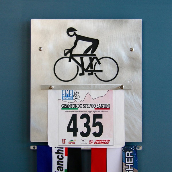 Cyclist Wall Plaque to Display Medals & Bibs