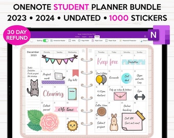 OneNote Student Digital Planner 2023 2024 & Undated, Hyperlinked OneNote Planner, Student Planner, Daily Weekly Monthly, OneNote Templates