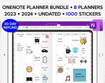 Hyperlinked OneNote Planner, OneNote Digital Planner, Dated 2023 2024 & Undated, Daily Weekly Monthly, OneNote Templates, OneNote Calendar
