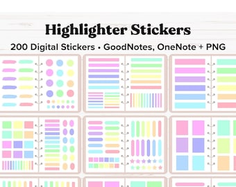 Highlighter Digital Stickers, Transparent Highlighter Stickers, Goodnotes Stickers, OneNote, Digital Planner Stickers, Digital Highlighters