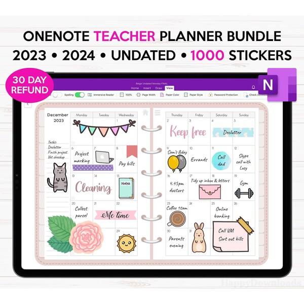 OneNote Teacher Digital Planner 2023 2024 & Undated, Hyperlinked OneNote Planner, Teacher Planner, Daily Weekly Monthly, OneNote Templates