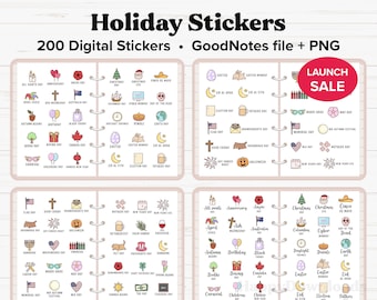 Holiday Digital Stickers, Seasonal Stickers, Holidays Stickers, Digital Planner Stickers, Pre-cropped Goodnotes Stickers, iPad Stickers, PNG