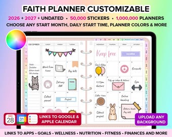 Faith Planner 2026 2027 Undated, Faith Digital Planner 2026, Christian Planner, Daily Planner, Goodnotes Planner iPad, Bible Study Planner