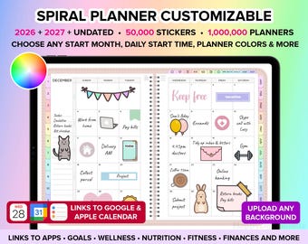 Digital Planner 2026 2027 Undated Digital Planner Goodnotes Planner iPad Planner Digital Notebook Digital Journal Daily Planner ADHD Planner