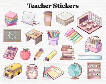 Teacher Stickers Digital, Teacher Digital Stickers, Classroom Stickers, Teacher Digital Planner Stickers, Goodnotes Stickers, Educational