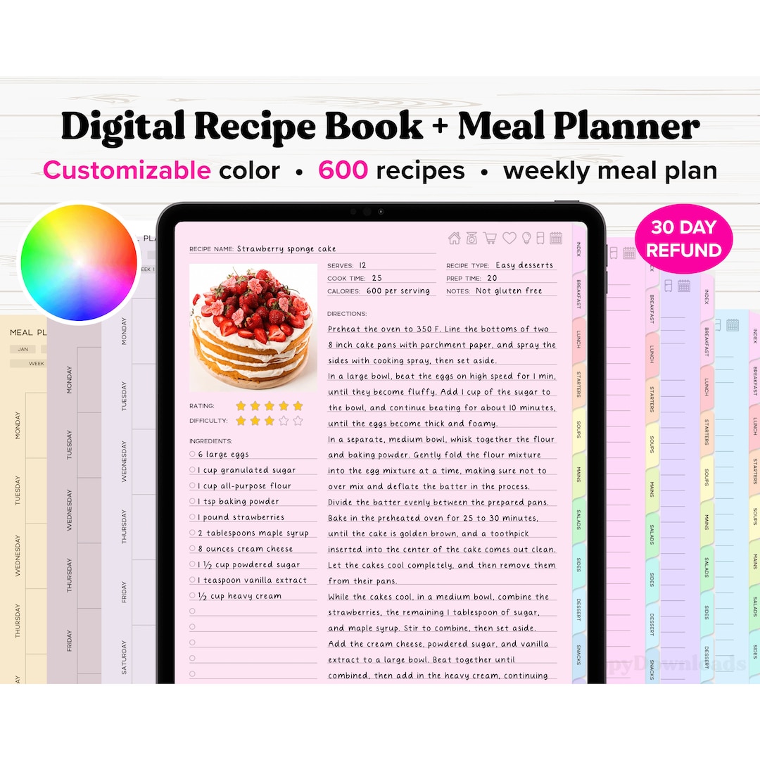 Digital Recipe Book, Digital Recipe Journal, Goodnotes Recipe Template ...