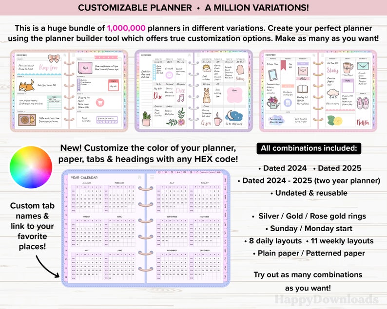 Digital Planner 2024 2025 Undated Digital Planners Goodnotes Planner iPad Planner Daily Planner Weekly Planner Digital Journal ADHD Planner image 2