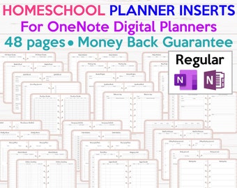 Homeschool OneNote Digital Planner Templates Inserts Pack REGULAR