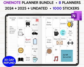 Hyperlinked OneNote Planner 2024 2025 & Undated, OneNote Digital Planner, Daily Planner, Weekly Monthly, OneNote Templates, OneNote Calendar