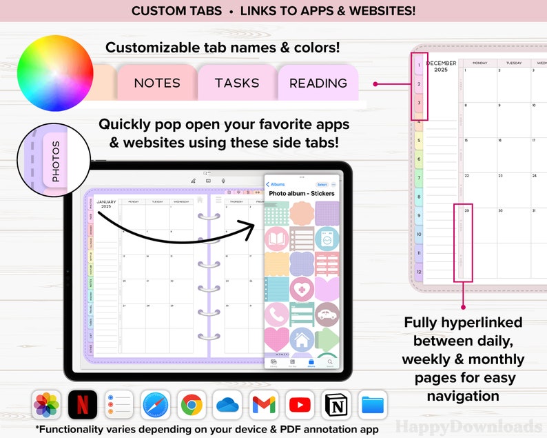 Digital Planner 2024 2025 Undated Digital Planners Goodnotes Planner iPad Planner Daily Planner Weekly Planner Digital Journal ADHD Planner image 3