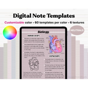 Cyfrowe notatki, szablony papieru do notatek, szablony notatek studenckich, szablony Goodnotes, cyfrowy notatnik, robienie notatek na iPadzie, notatki, NEUTRALNE