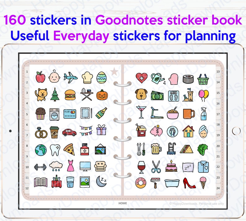 Goodnotes Digital Stickers Book 160 Stickers Pack Goodnotes | Etsy