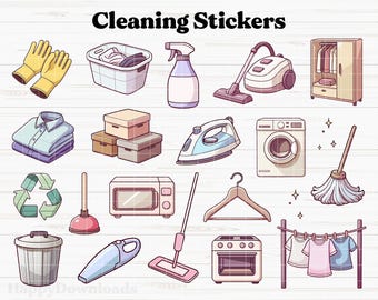 Cleaning Stickers Digital, Daily Chores Stickers, Digital Planner Stickers, Goodnotes Stickers, Household Stickers, Home Organization