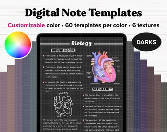 Digital NotePaper Templates, Digital Note Papers, iPad Note Taking Template, Student Notetaking, Digital Notepad, Vertical Notes, DARK PAPER