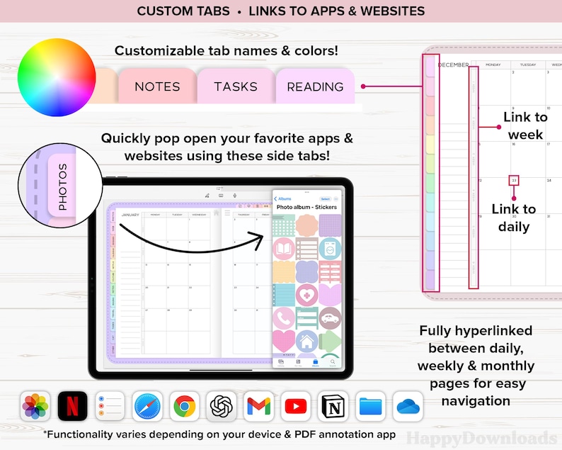 Digital Planner 2026 2027 Undated iPad Planner Goodnotes Planner Daily Planner Weekly Planner Digital Journal Digital Notebook ADHD Planner image 3