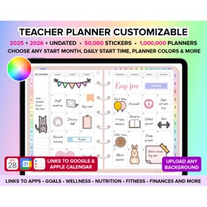 Teacher Digital Planner 2025 2026 Undated, Teacher Planner, Goodnotes Planner, Academic Planner, Lesson Planner, Daily Planner for Teachers
