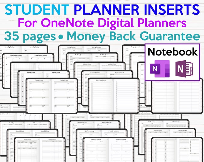 Onenote Student Digital Planner Undated (SUN + MON Start), Academic ...