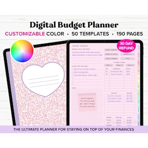 Planejador de orçamento digital, rastreador de orçamento, planejador financeiro digital, planejador de orçamento mensal, planejador Goodnotes, modelo de orçamento, rastreador financeiro