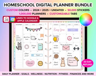 Homeschool Digital Planner 2024 2025 Undated Goodnotes Planner Daily Weekly Planner iPad Planner Digital Homeschool Planner Digital Journal