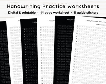 Neat Handwriting Practice, Printable Handwriting Worksheets, iPad Digital Note Taking, Digital Notes Hand Writing, Writing Guide Stickers