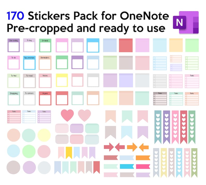 OneNote Sticky Notes Stickers Pack for Digital Planner Student Etsy