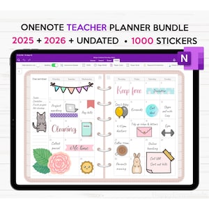 Planificador docente de OneNote 2025, 2026 y sin fecha, Planificador digital docente, Planificador de OneNote con hipervínculos, Diario, Semanal, Mensual, Plantillas de OneNote