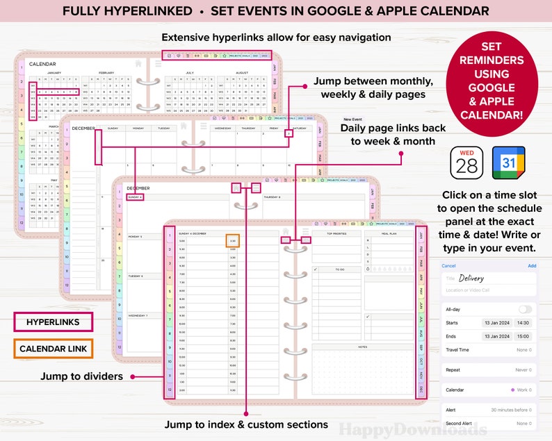 Digital Planner 2023 2024 Digital Planner Undated Digital Etsy
