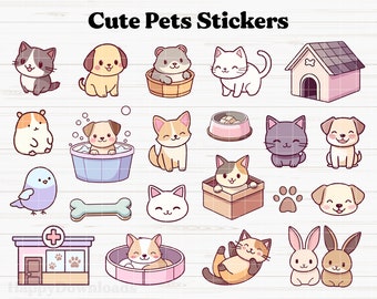 Cute Pets Stickers Digital, Cats Stickers, Dogs Stickers, Digital Stickers, Goodnotes Stickers, Digital Planner Stickers, Animals Stickers