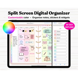 iPad digitaal organizer met gedeeld scherm, digitaal stickerboek, digitaal notitieboek, Goodnotes-notitieblok, studentennotitieblok, digitale notitieboeken