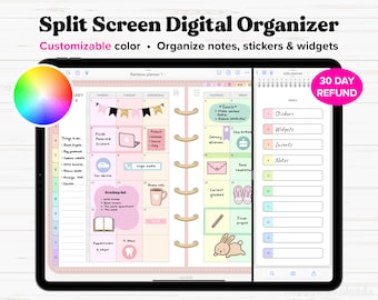 iPad Split Screen Digital Organizer, Digital Sticker Book, Digital Notebook, Goodnotes Notebook, Student Notebook, Digital Notebooks