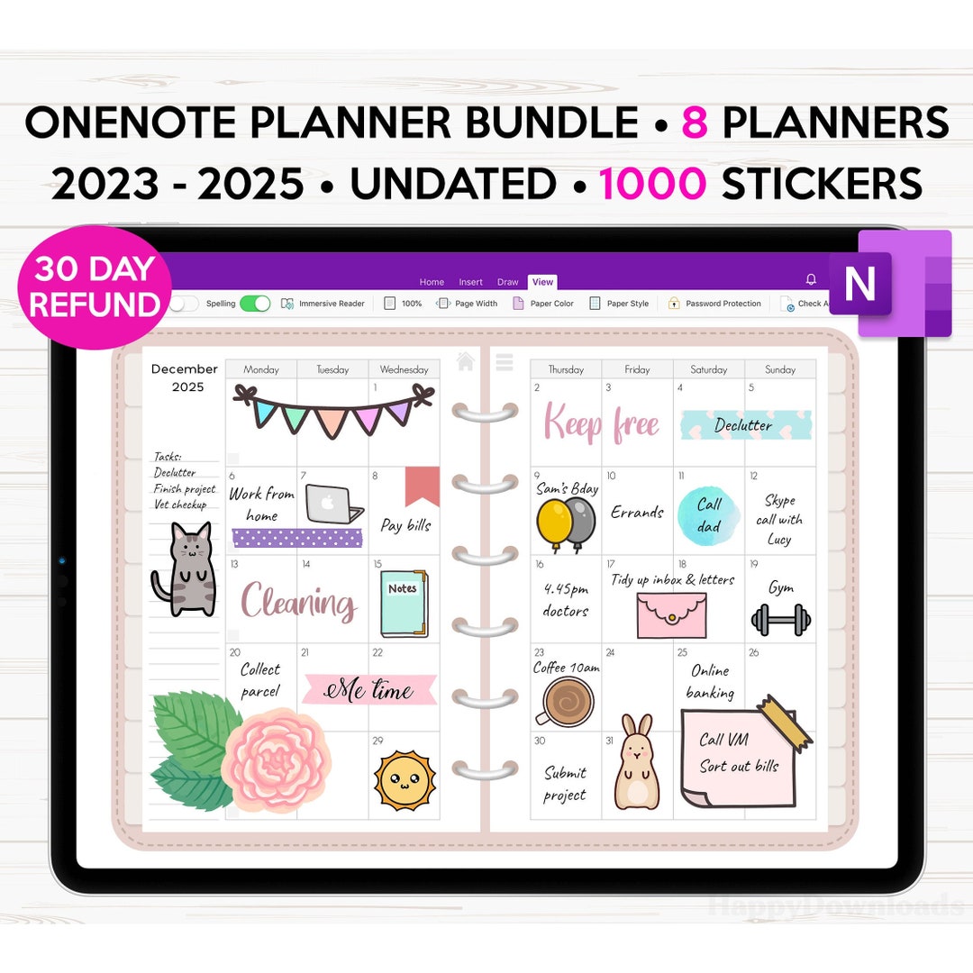 Onenote Digital Planner 2024 2025 & Undated, Hyperlinked Onenote