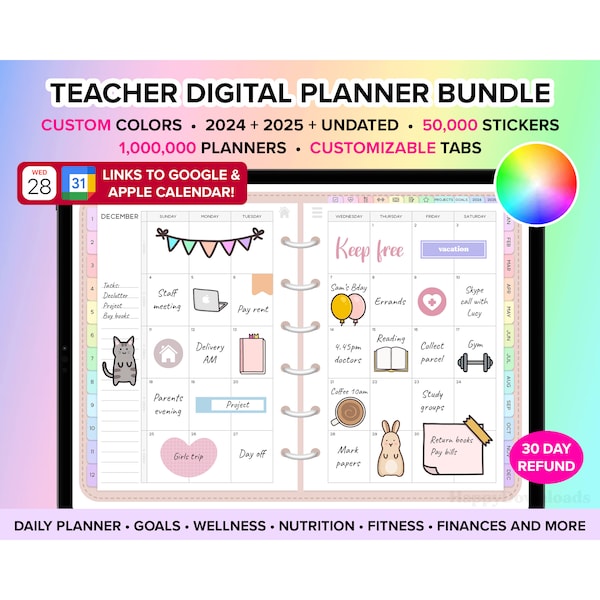 Teacher Digital Planner 2024 2025 Digital Planner Goodnotes Planner Notability iPad Planner Academic Planner Digital Teacher Planner Undated