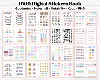 1000+ Digital Stickers Pack - Pre-cropped Goodnotes OneNote Xodo Notability Noteshelf & PNGs Transparent Background Planner Stickers