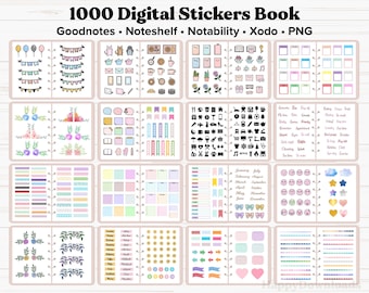 1000+ Digital Stickers Pack - Pre-cropped Goodnotes OneNote Xodo Notability Noteshelf & PNGs Transparent Background Planner Stickers