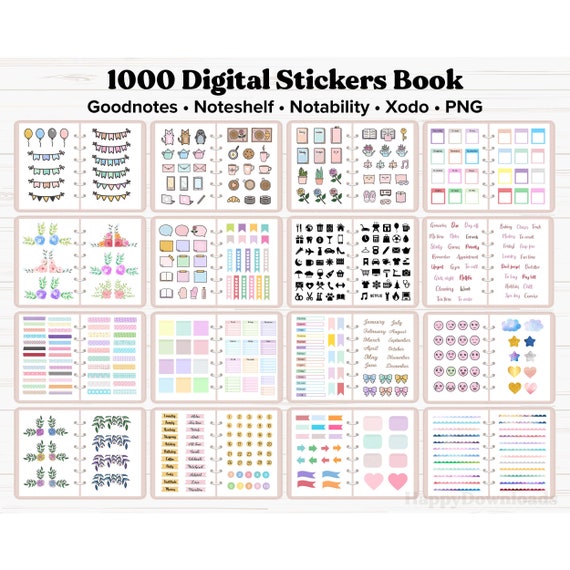1000+ Digital Stickers Pack - Pre-cropped Goodnotes OneNote Xodo Notability Noteshelf & PNGs Transparent Background Planner Stickers