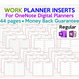 Work OneNote Digital Planner Templates Inserts Pack REGULAR