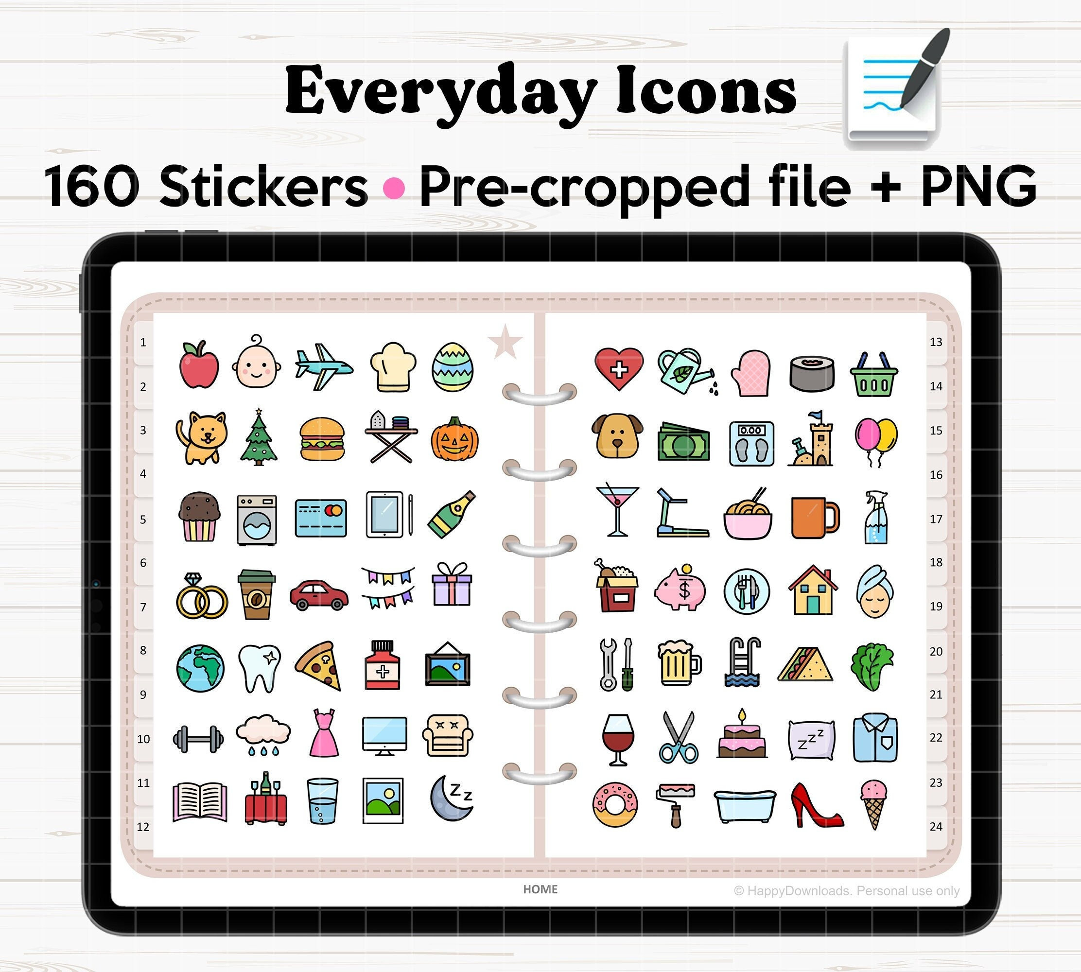 Goodnotes Digital Stickers Book 160 Stickers Pack Goodnotes Etsy Canada