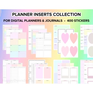 Digital Planner Inserts Collection, Daily Inserts, Weekly Inserts, Digital Stickers, Digital Journal Inserts, Landscape Planner Inserts
