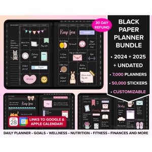 Dark Mode Digital Planner 2024 2025 Undated iPad Planner Goodnotes Planner Daily Planner Weekly Planner Digital Journal ADHD Digital Planner