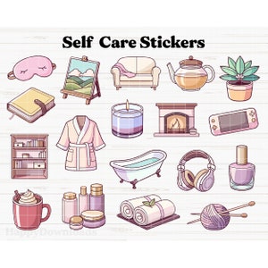 Self Care Stickers Digital, Self Love Stickers, Digital Planner Stickers, Digital Journal Stickers, Digital Stickers, Goodnotes Stickers