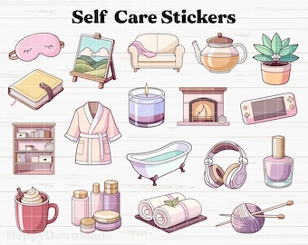 Self Care Stickers Digital, Self Love Stickers, Digital Planner Stickers, Digital Journal Stickers, Digital Stickers, Goodnotes Stickers