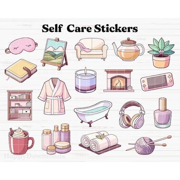 Self Care Stickers Digital, Self Love Stickers, Digital Planner Stickers, Digital Journal Stickers, Digital Stickers, Goodnotes Stickers