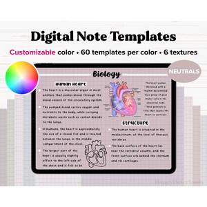 Fogli di appunti digitali, modelli di fogli di appunti, modello per appunti degli studenti, modello Goodnotes, carta strutturata, appunti per iPad, appunti, NEUTRO