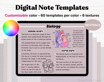 Digital Notepapers, Note Paper Templates, Student Notetaking Template, Goodnotes Template, Textured Paper, iPad Notetaking, Notes, NEUTRAL