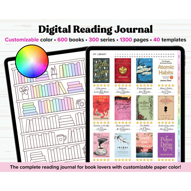 Digital Reading Journal Digital Reading Planner Reading image 1