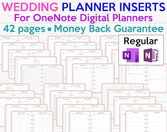 Wedding Planning OneNote Digital Planner Templates Inserts REGULAR