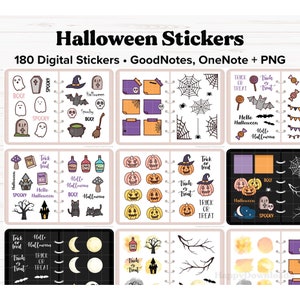 Halloween Digital Stickers, Cute Spooky Stickers, Halloween Stickers, Goodnotes Stickers, Holiday Stickers, OneNote Stickers, PNG Stickers