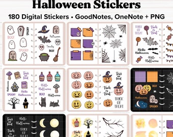 Halloween Digital Stickers, Cute Spooky Stickers, Halloween Stickers, Goodnotes Stickers, Holiday Stickers, OneNote Stickers, PNG Stickers