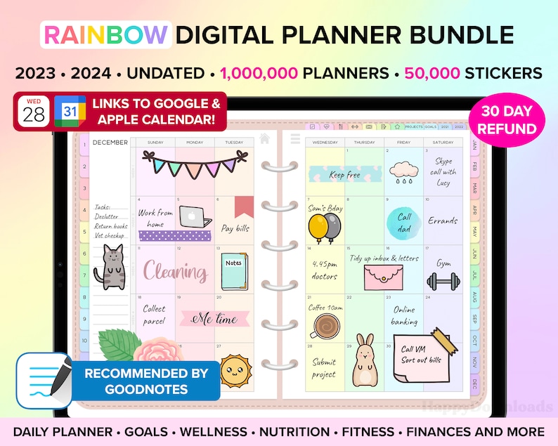 Digital Planner 2023 2024 Undated Digital Planners Goodnotes Etsy UK